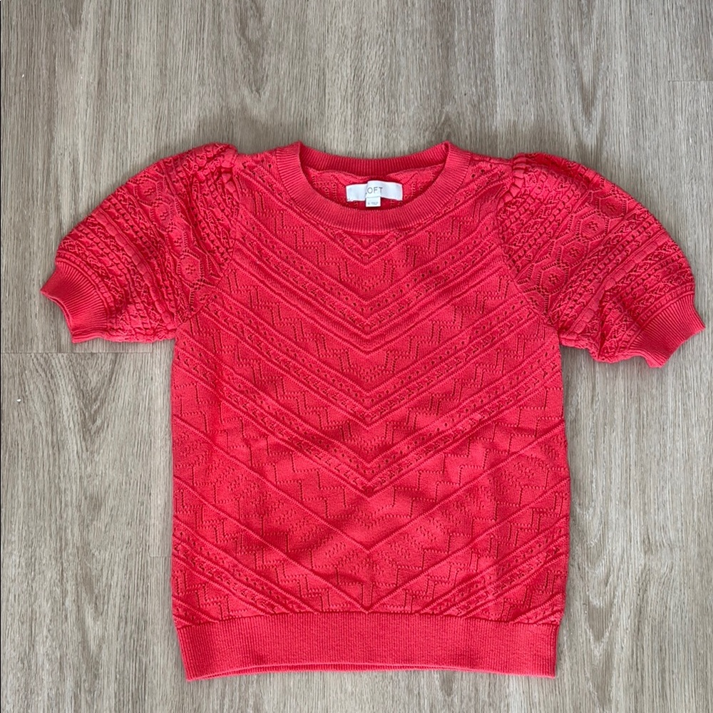 Loft Vibrant Red Knit Sweater Sz S